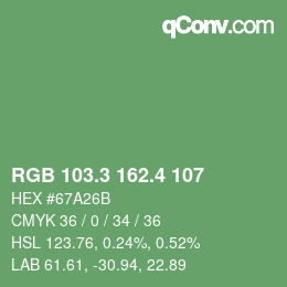 カラーコード: RGB 103.3 162.4 107 | qconv.com