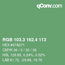 カラーコード: RGB 103.3 162.4 113 | qconv.com