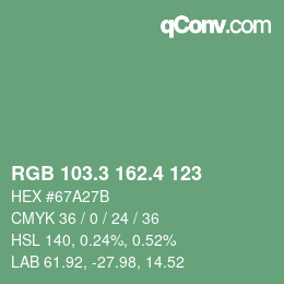 カラーコード: RGB 103.3 162.4 123 | qconv.com
