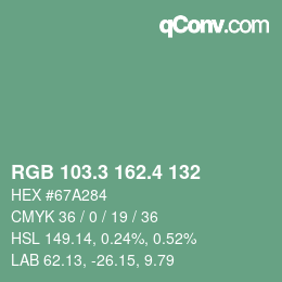 カラーコード: RGB 103.3 162.4 132 | qconv.com