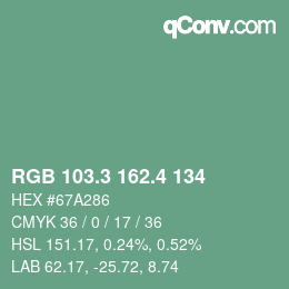 カラーコード: RGB 103.3 162.4 134 | qconv.com