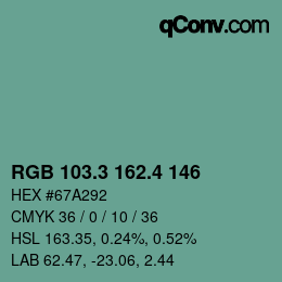 カラーコード: RGB 103.3 162.4 146 | qconv.com