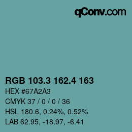 カラーコード: RGB 103.3 162.4 163 | qconv.com