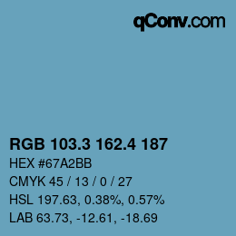 カラーコード: RGB 103.3 162.4 187 | qconv.com
