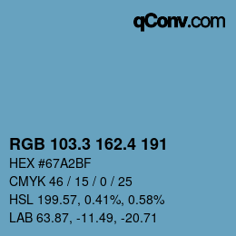 カラーコード: RGB 103.3 162.4 191 | qconv.com