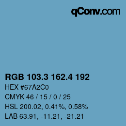 カラーコード: RGB 103.3 162.4 192 | qconv.com