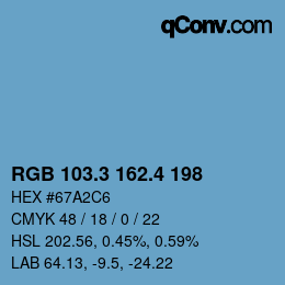 カラーコード: RGB 103.3 162.4 198 | qconv.com