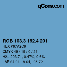 カラーコード: RGB 103.3 162.4 201 | qconv.com