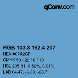カラーコード: RGB 103.3 162.4 207 | qconv.com