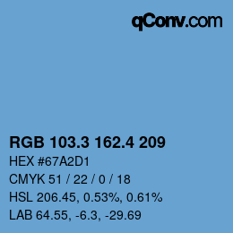 カラーコード: RGB 103.3 162.4 209 | qconv.com