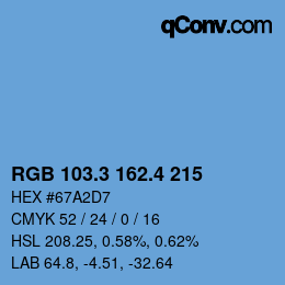 カラーコード: RGB 103.3 162.4 215 | qconv.com