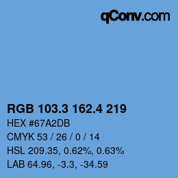 カラーコード: RGB 103.3 162.4 219 | qconv.com