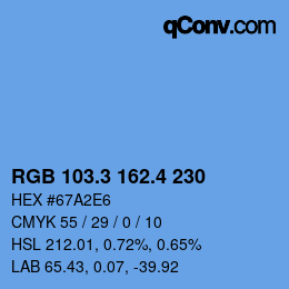 カラーコード: RGB 103.3 162.4 230 | qconv.com