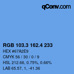 カラーコード: RGB 103.3 162.4 233 | qconv.com
