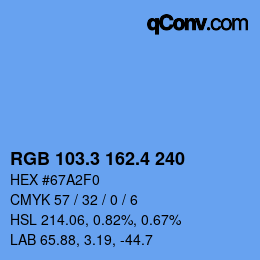 カラーコード: RGB 103.3 162.4 240 | qconv.com