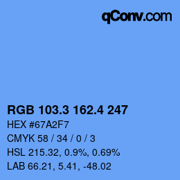 カラーコード: RGB 103.3 162.4 247 | qconv.com
