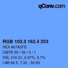 カラーコード: RGB 103.3 162.4 253 | qconv.com