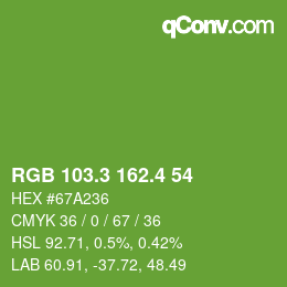 カラーコード: RGB 103.3 162.4 54 | qconv.com