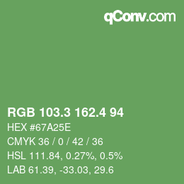 カラーコード: RGB 103.3 162.4 94 | qconv.com