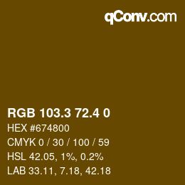 カラーコード: RGB 103.3 72.4 0 | qconv.com