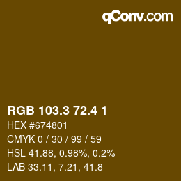 カラーコード: RGB 103.3 72.4 1 | qconv.com