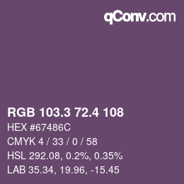 カラーコード: RGB 103.3 72.4 108 | qconv.com