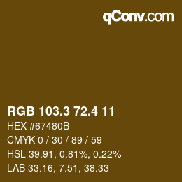 カラーコード: RGB 103.3 72.4 11 | qconv.com