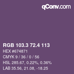 カラーコード: RGB 103.3 72.4 113 | qconv.com