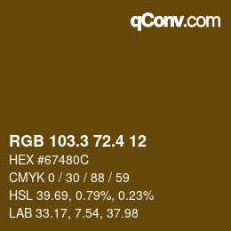 カラーコード: RGB 103.3 72.4 12 | qconv.com