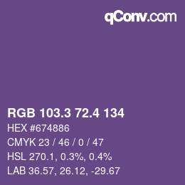 カラーコード: RGB 103.3 72.4 134 | qconv.com