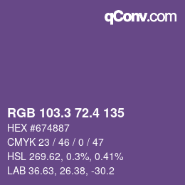 カラーコード: RGB 103.3 72.4 135 | qconv.com
