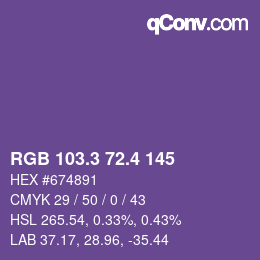 カラーコード: RGB 103.3 72.4 145 | qconv.com