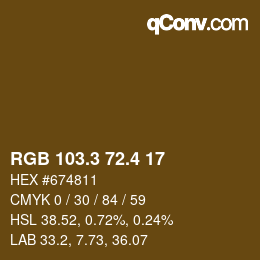 カラーコード: RGB 103.3 72.4 17 | qconv.com