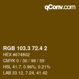 カラーコード: RGB 103.3 72.4 2 | qconv.com