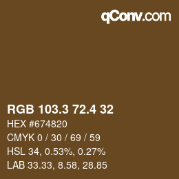 カラーコード: RGB 103.3 72.4 32 | qconv.com