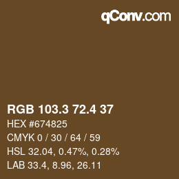 カラーコード: RGB 103.3 72.4 37 | qconv.com