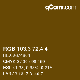 カラーコード: RGB 103.3 72.4 4 | qconv.com