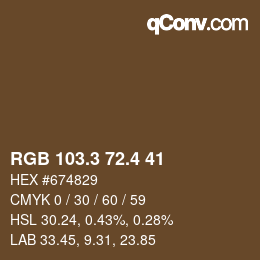 カラーコード: RGB 103.3 72.4 41 | qconv.com