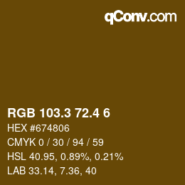 カラーコード: RGB 103.3 72.4 6 | qconv.com