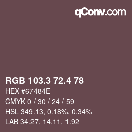 カラーコード: RGB 103.3 72.4 78 | qconv.com