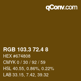 カラーコード: RGB 103.3 72.4 8 | qconv.com