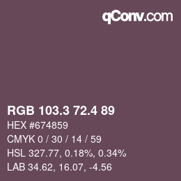 カラーコード: RGB 103.3 72.4 89 | qconv.com