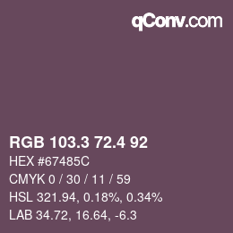 カラーコード: RGB 103.3 72.4 92 | qconv.com