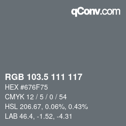 Color code: RGB 103.5 111 117 | qconv.com