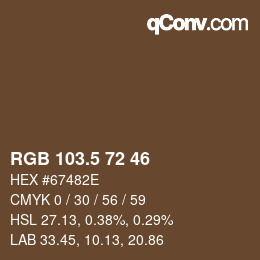 Color code: RGB 103.5 72 46 | qconv.com