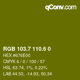 カラーコード: RGB 103.7 110.6 0 | qconv.com