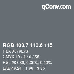 カラーコード: RGB 103.7 110.6 115 | qconv.com