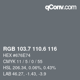 カラーコード: RGB 103.7 110.6 116 | qconv.com