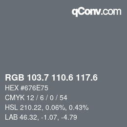 カラーコード: RGB 103.7 110.6 117.6 | qconv.com