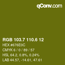カラーコード: RGB 103.7 110.6 12 | qconv.com